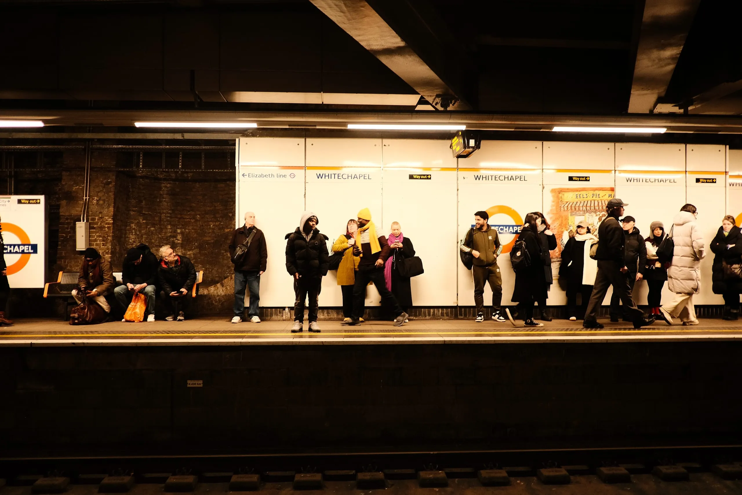 Crowds wait for the overground, Whitechapel station