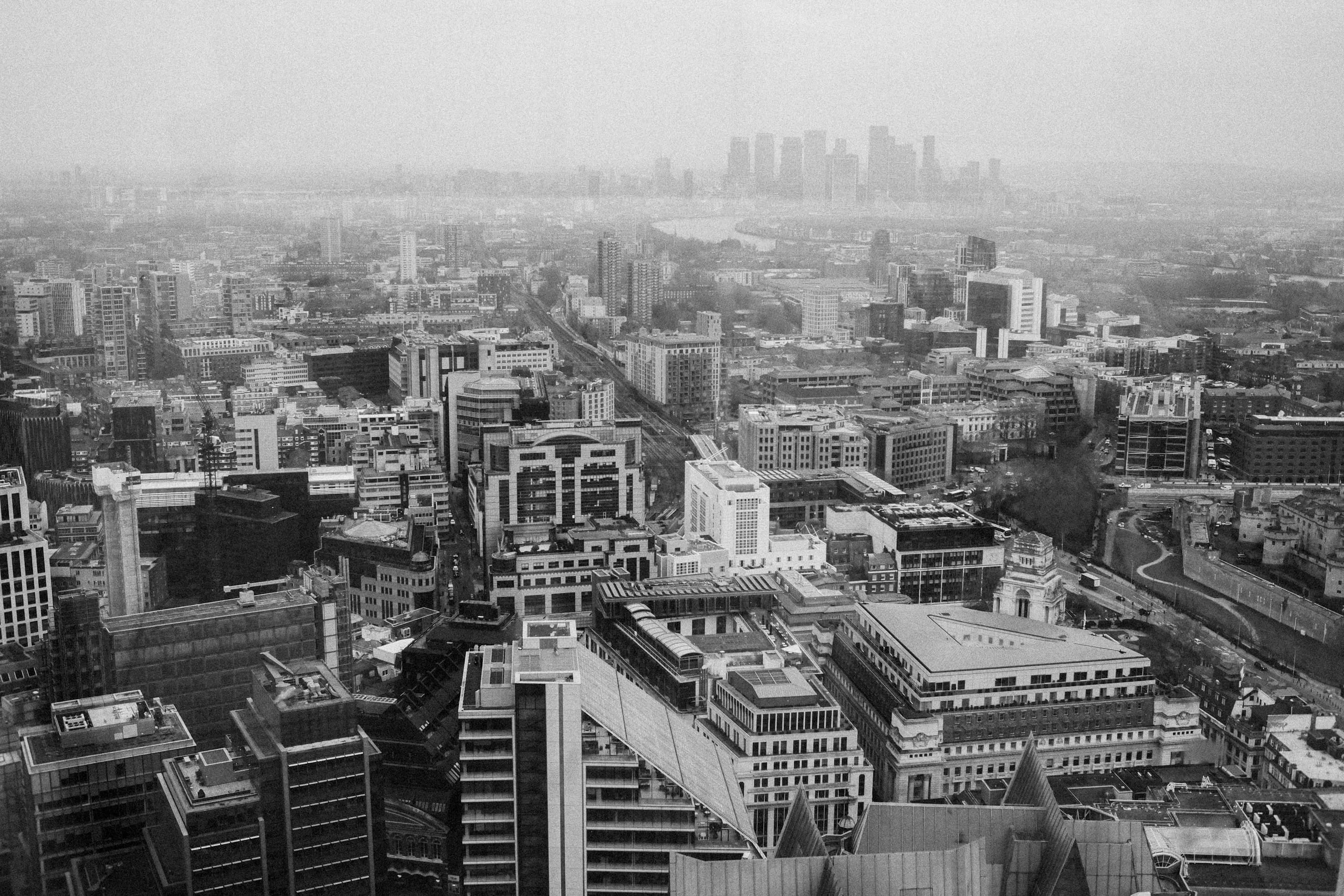 View of East London and Canary Wharf, Sky Garden