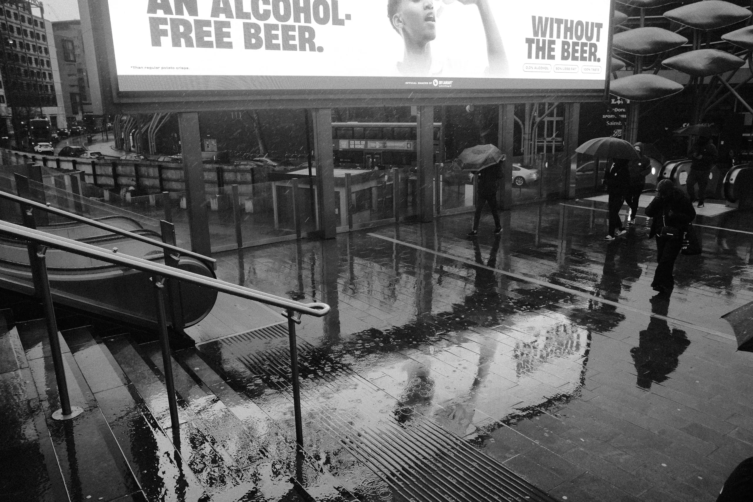People brave the rain to get to Westfield, Stratford