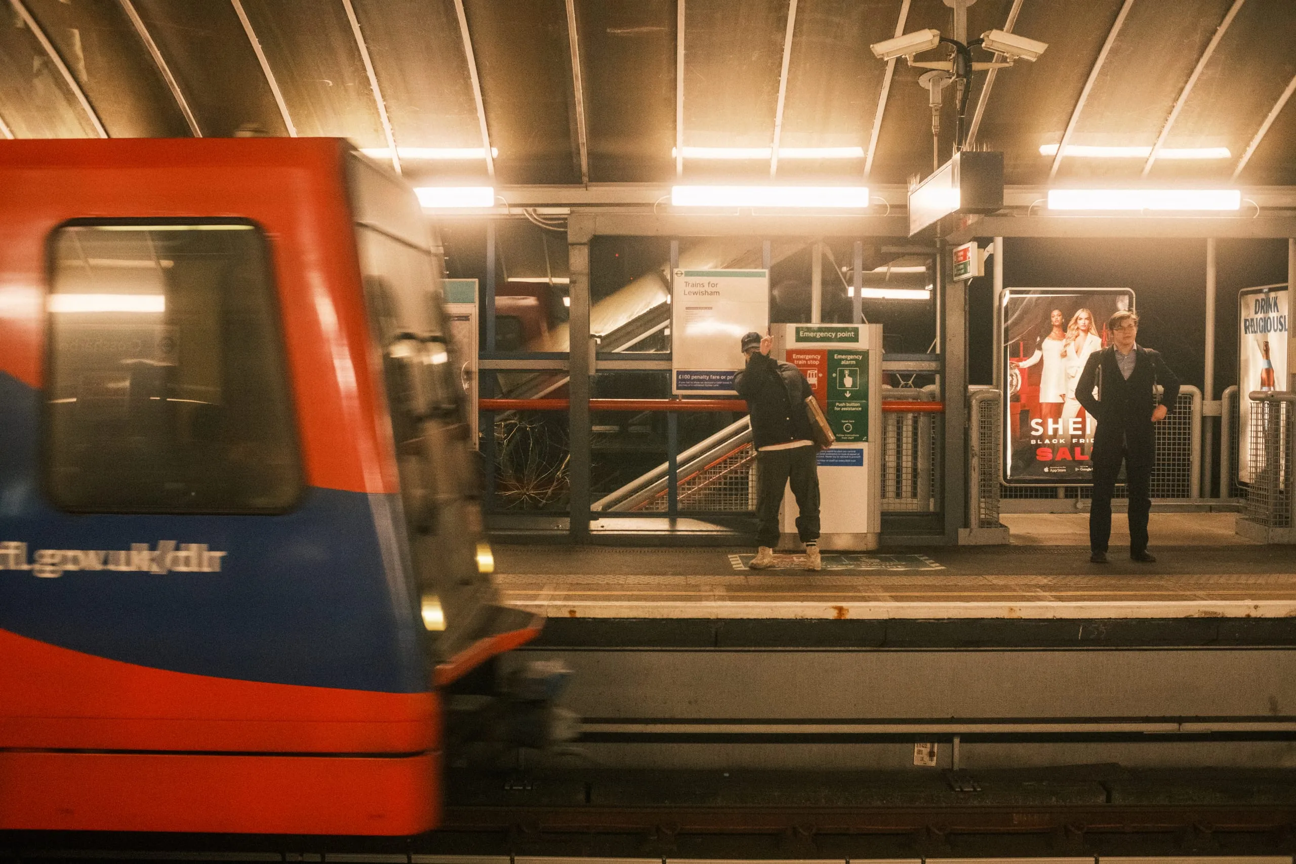 Matt says goodbye from the opposite DLR platform, Isle of Dogs
