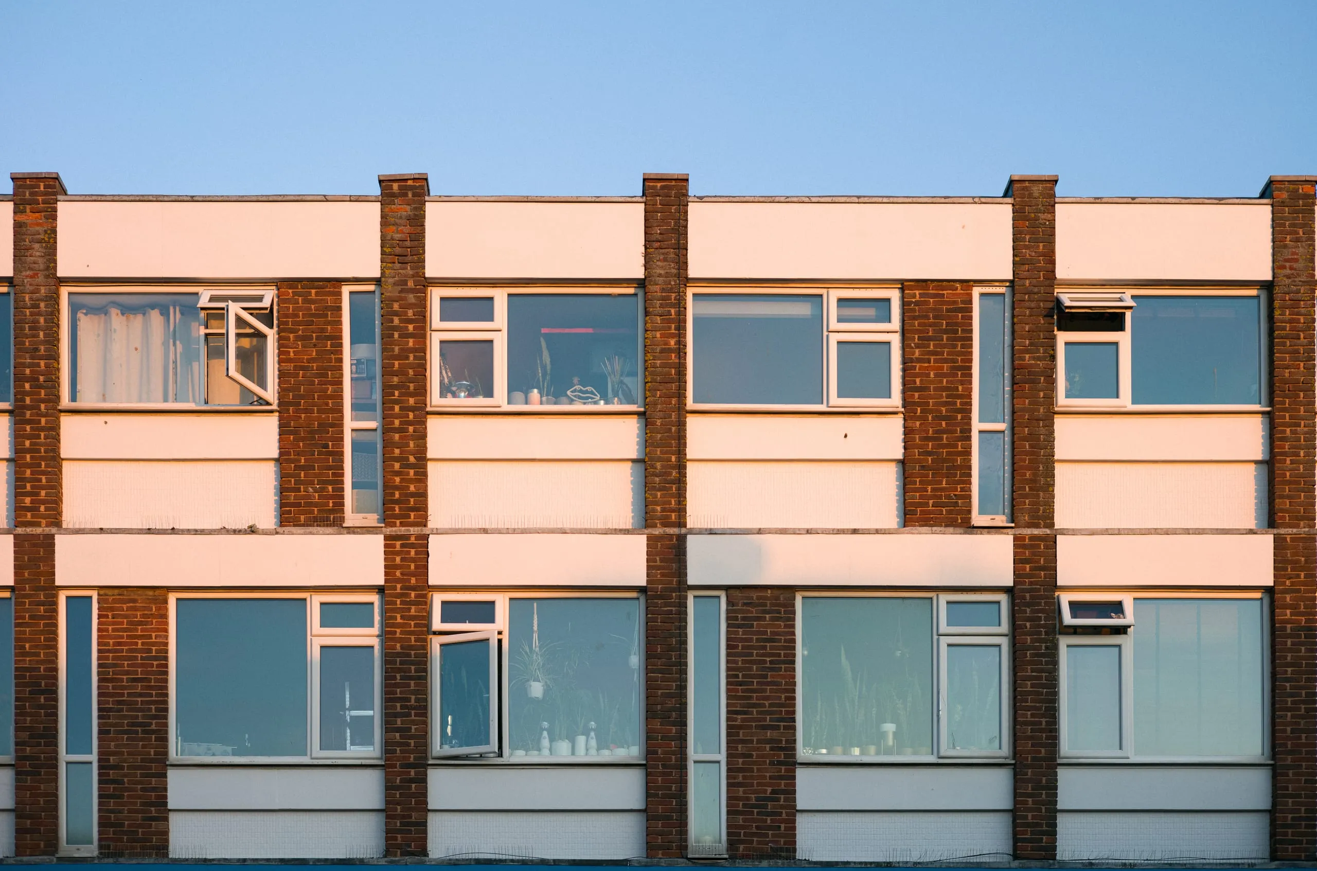 Sunset light cast over a building