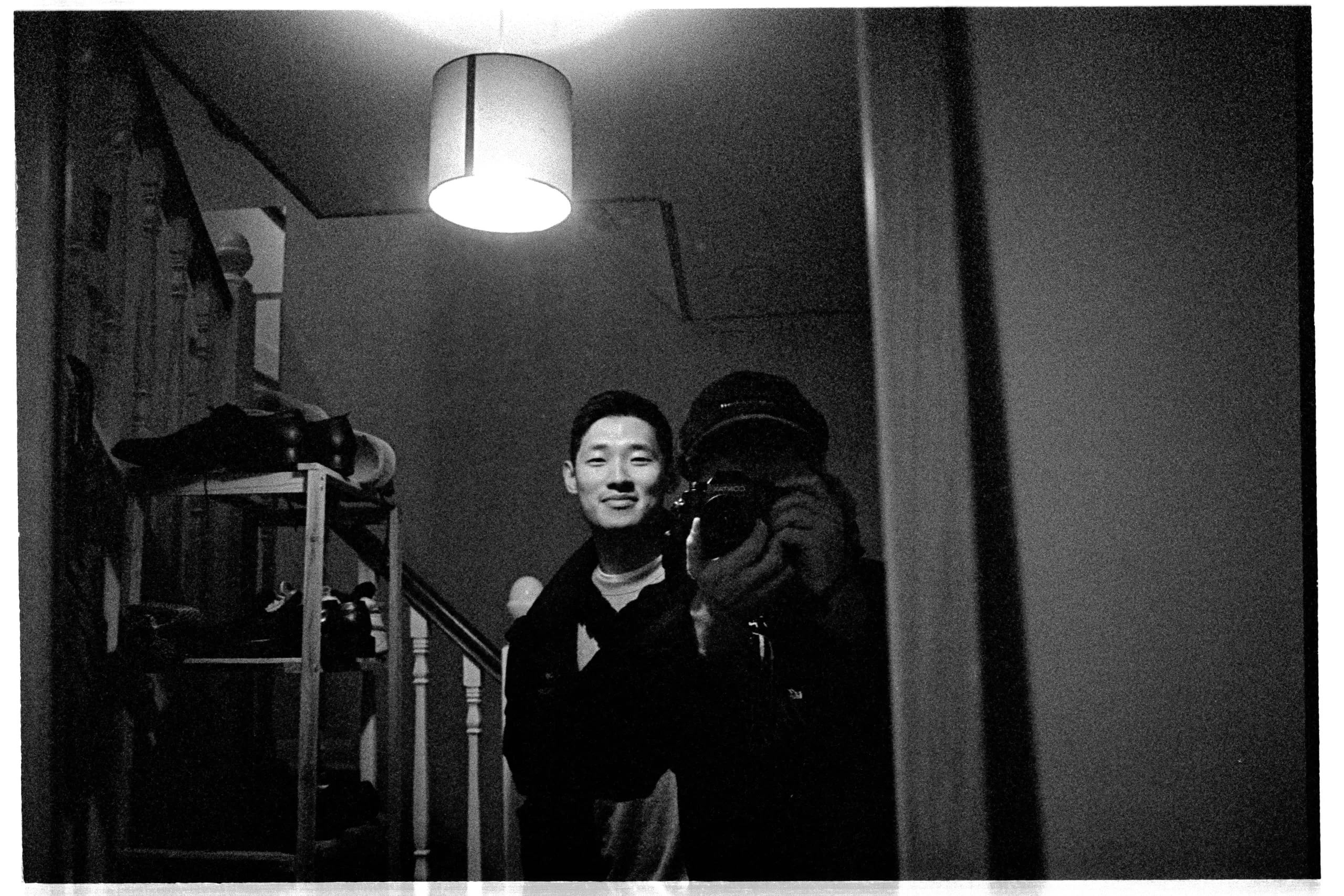 Self-portrait with Bo at his old flat
