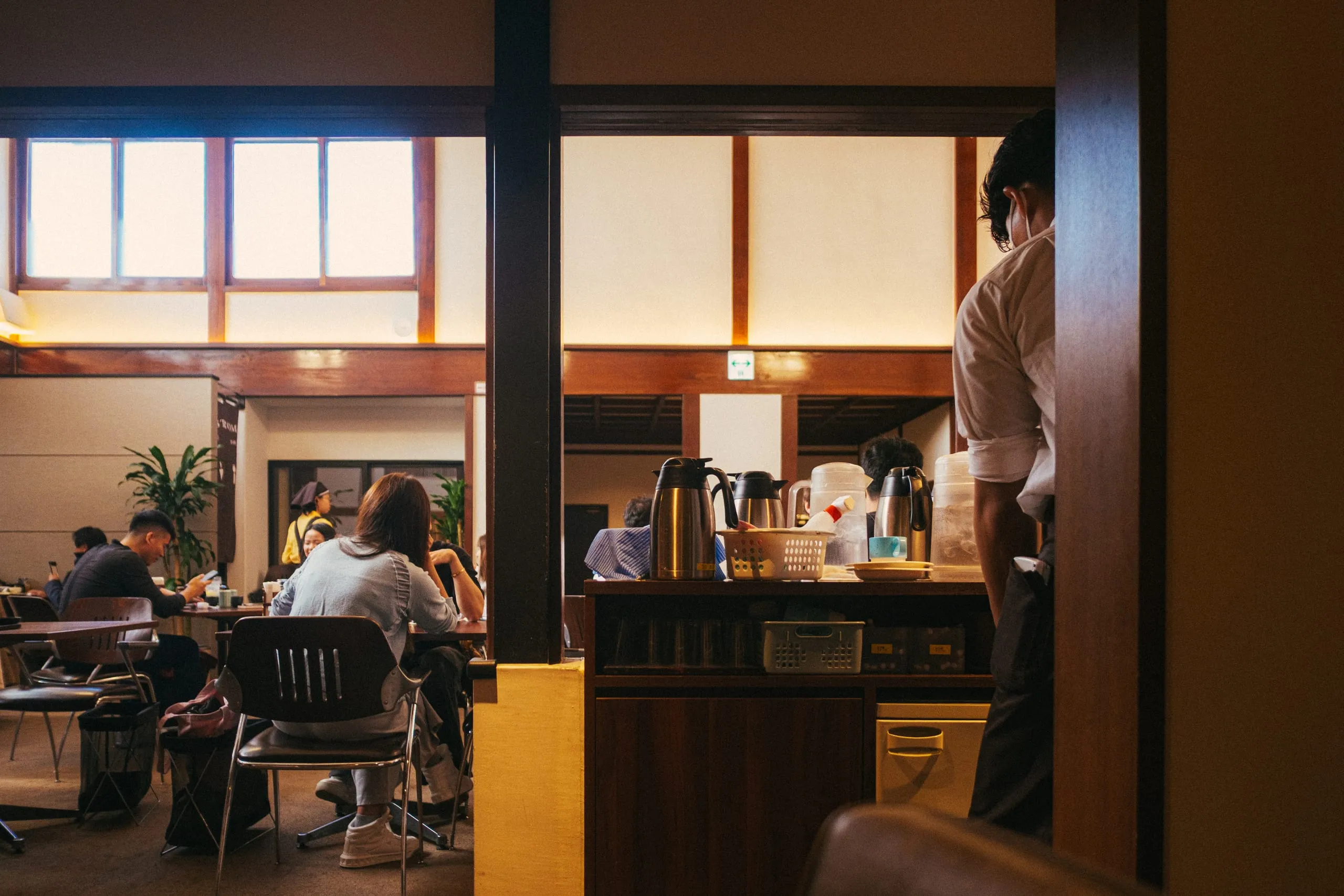 Diners at a Tonkasu restaurant in the site of a repurposed onsen