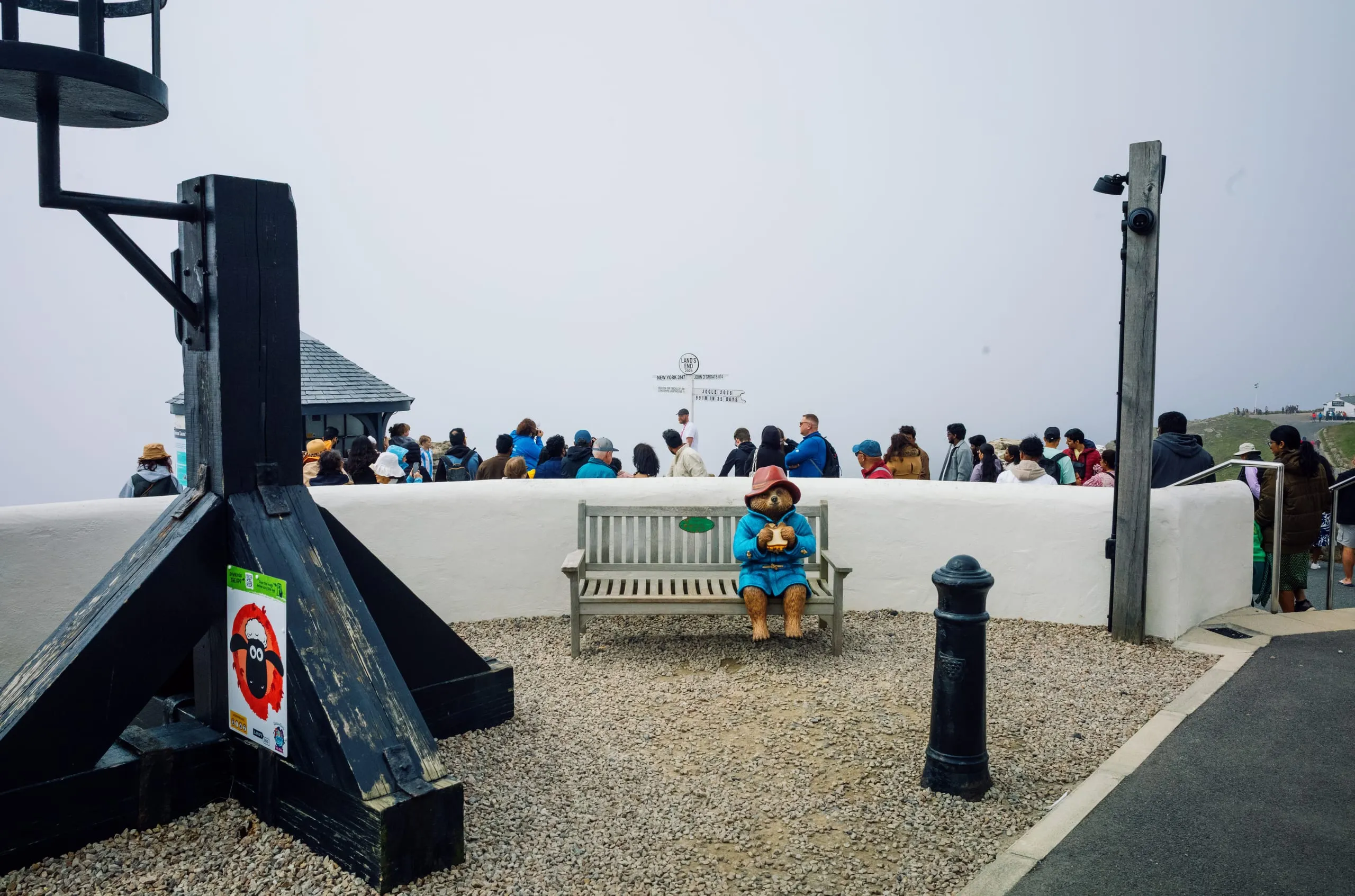 Crowds queue for a custom keyring at Land's End