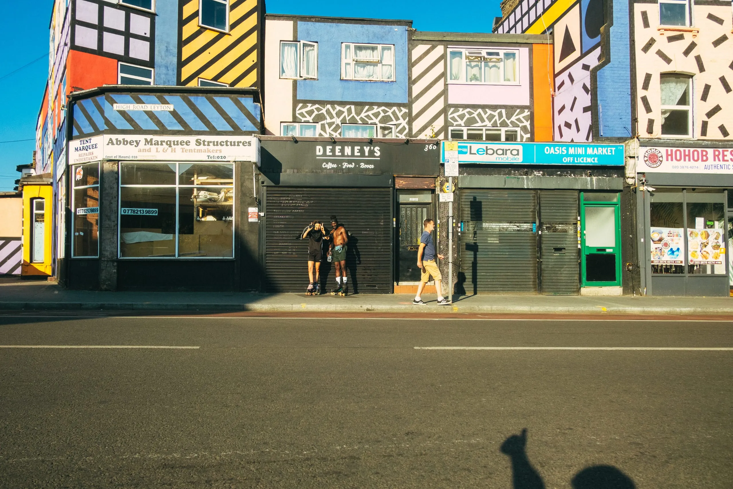 Skaters pose for a photo in Leyton High Road