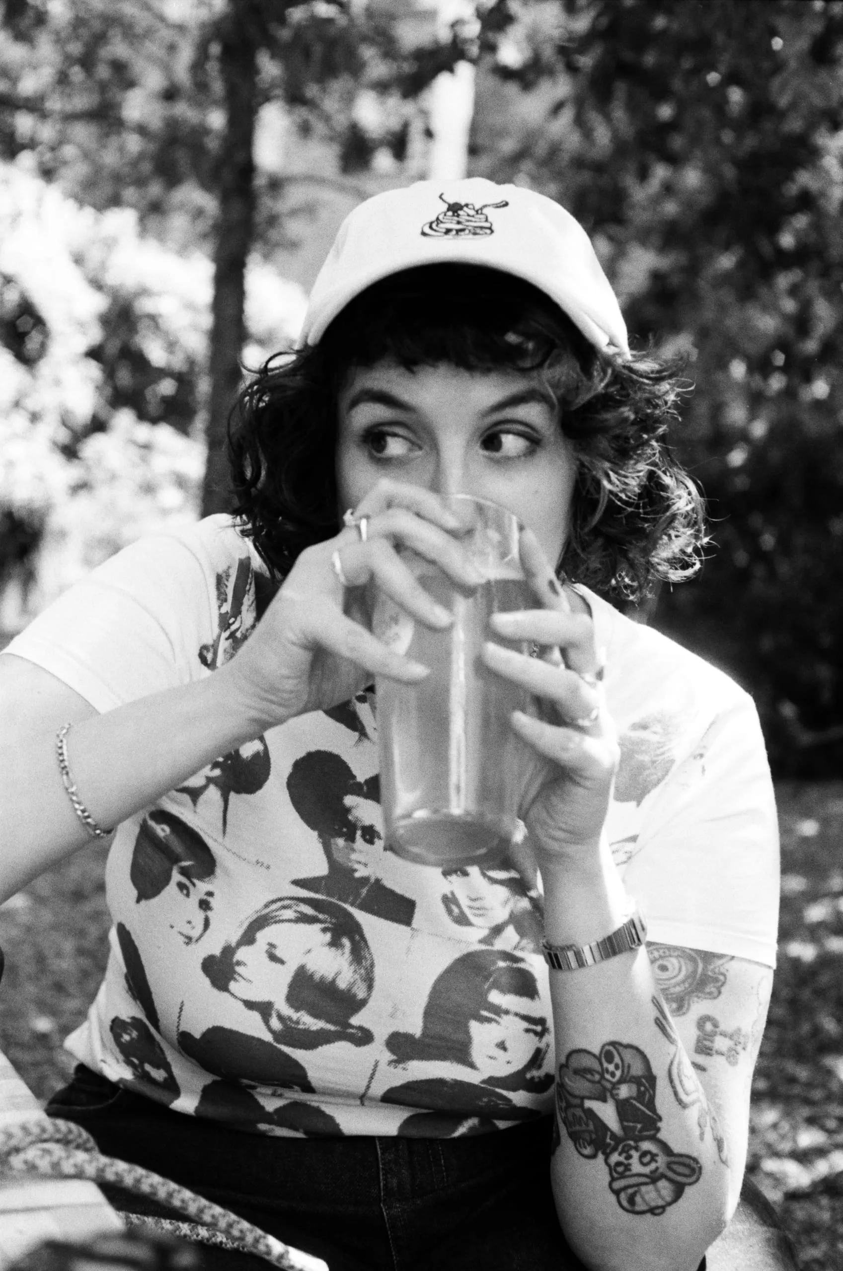 Helena enjoys a pint during a break on a photo walk at Dalston Curve Gardens, Dalston