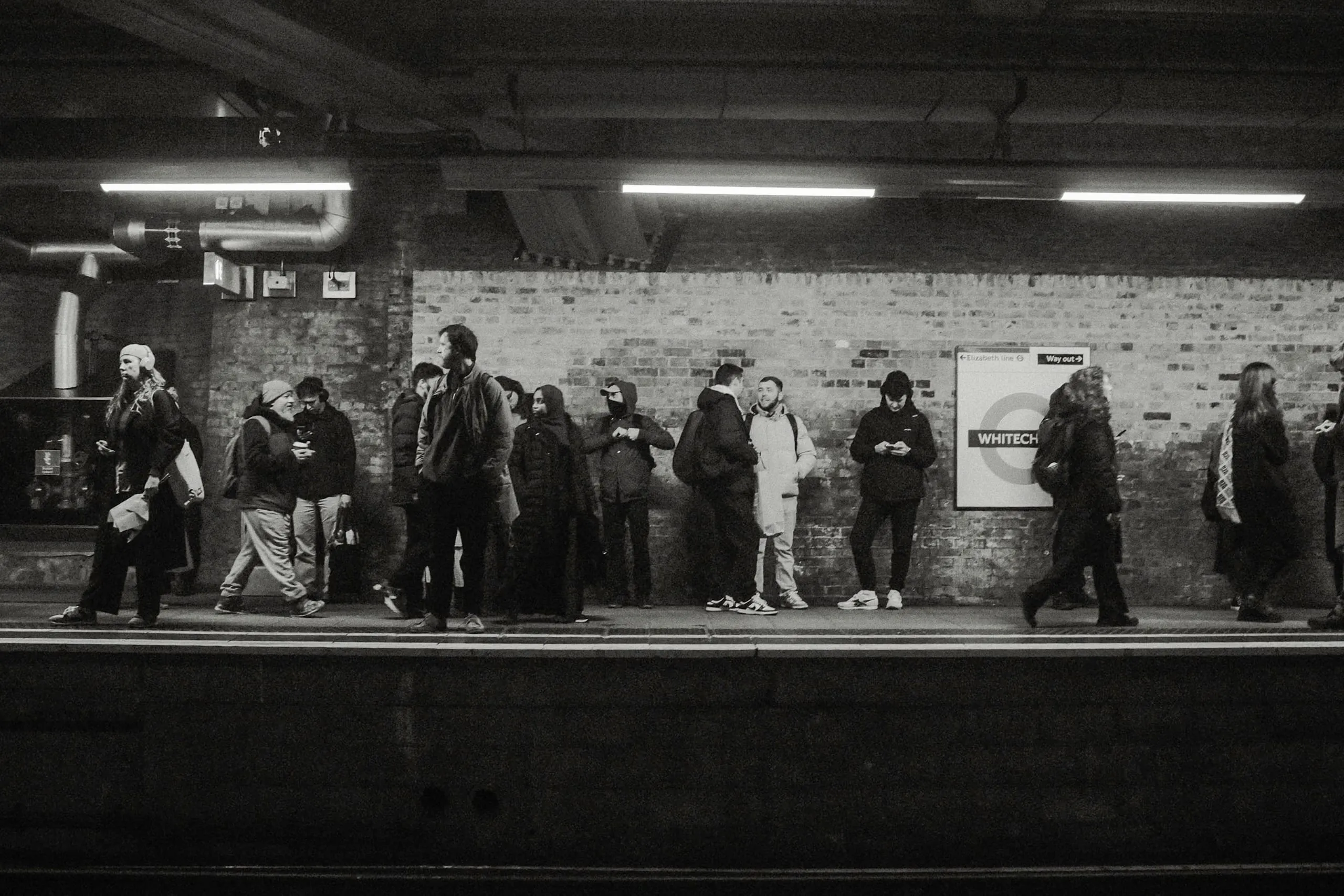 Crowds still waiting for the overground, Whitechapel