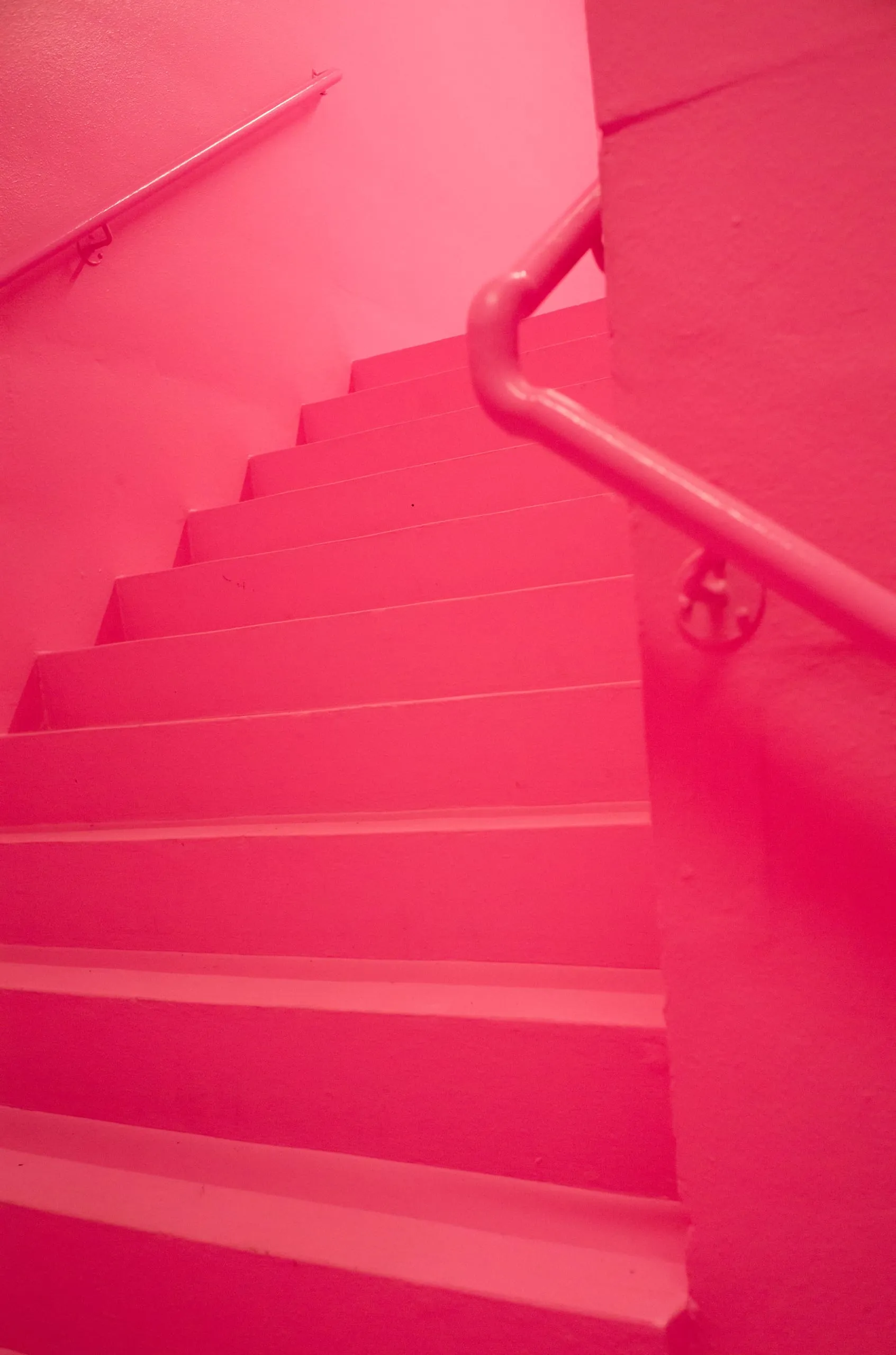 A fresh coat of bright pink paint visible on the stairs to Bold Tendencies