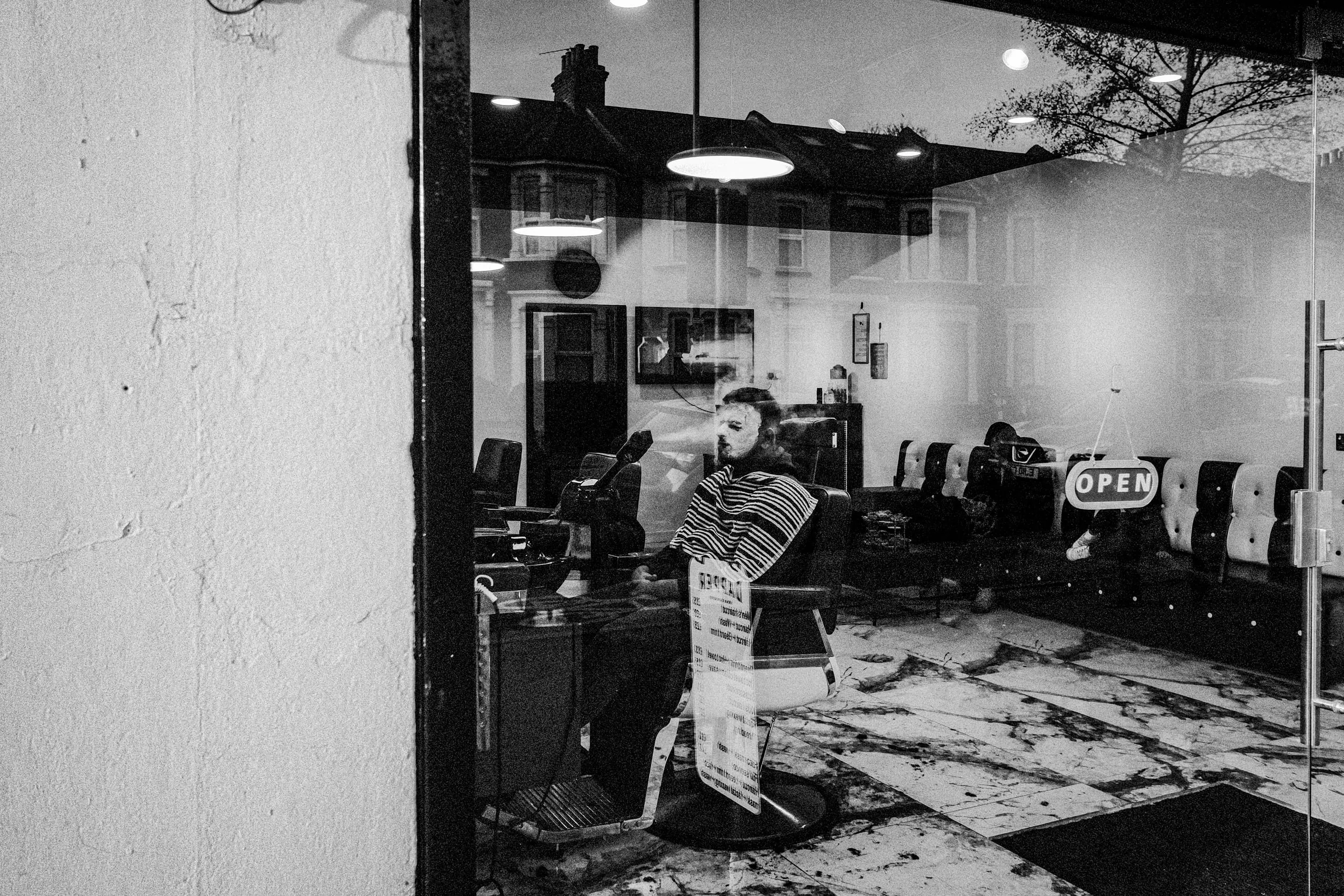 A man enjoys a facial, Lea Bridge Road
